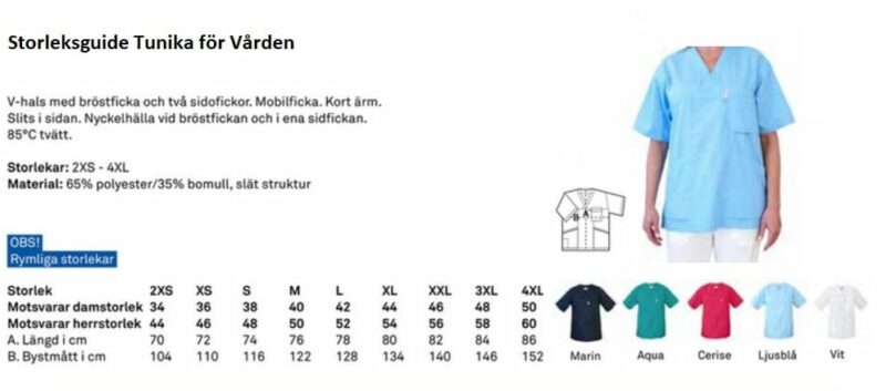 Tunika för vården V-ringad Cerise