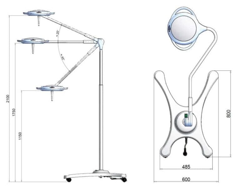 Operationslampa PentaLED 12 med golvstativ