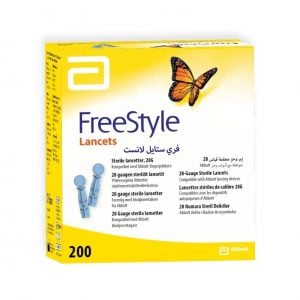 Visar förpackning av Lansetter till Abbott FreeStyle 200st