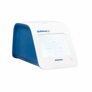 visar bild på instrumentet QuickRead Go i färgerna blått och vitt